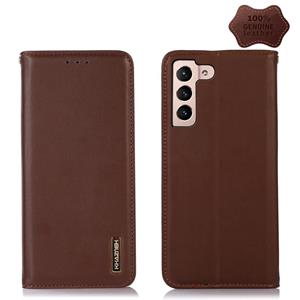 huismerk For Samsung Galaxy S22+ 5G KHAZNEH Nappa Top Layer Cowhide Leather Phone Case(Brown)