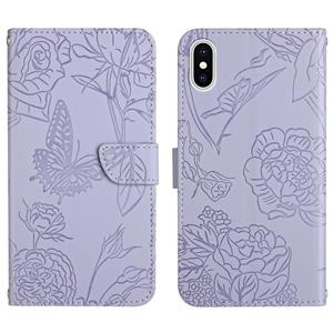 huismerk Skin Feel Butterfly Peony reliëf lederen telefooncase voor iPhone XS max