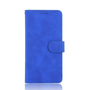 huismerk Voor iPhone 12 Solid Color Skin Feel Magnetic Buckle Horizontale Flip Kalf Texture PU Lederen case met Holder & Card Slots & Wallet(Blauw)