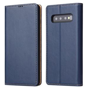 huismerk Horizontale Flip PU lederen case voor Galaxy S10 met houder & kaartsleuf & portemonnee (blauw)