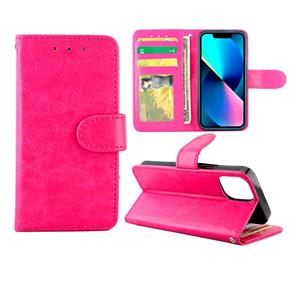 huismerk Crazy Horse Texture Lederen Horizontale Flip Bescherming Case met Houder & Kaart Slots & Portemonnee & Fotolijst voor iPhone 13 Mini (Magenta)