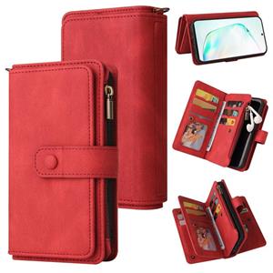 huismerk Voor Samsung Galaxy Note10 + Skin Feel PU + TPU Horizontale Flip Leren Case met Houder & 15 Kaarten Slot & Portemonnee & Rits Pocket & Lanyard