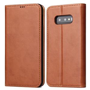 huismerk Horizontale Flip PU lederen case voor Galaxy S10e met houder & kaartsleuf & portemonnee (bruin)