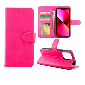 huismerk Crazy Horse Texture Lederen Horizontale Flip Bescherming Case met Houder & Kaart Slots & Portemonnee & Fotolijst voor iPhone 13 (Magenta)