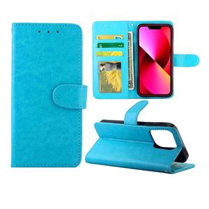 huismerk Crazy Horse Textuur Lederen Horizontale Flip Bescherming Case met Houder & Kaart Slots & Portemonnee & Fotolijst voor iPhone 13 (Baby Blue)