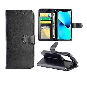 huismerk Crazy Horse Texture Lederen Horizontale Flip Bescherming Case met Houder & Kaart Slots & Portemonnee & Fotolijst voor iPhone 13 Pro (Black)