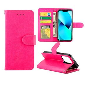 huismerk Crazy Horse Texture Lederen Horizontale Flip Bescherming Case met Houder & Kaart Slots & Portemonnee & Fotolijst voor iPhone 13 Pro (Magenta)