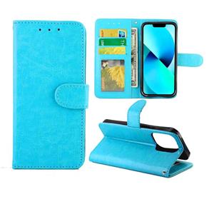 huismerk Crazy Horse Textuur Lederen Horizontale Flip Bescherming Case met Houder & Kaart Slots & Portemonnee & Fotolijst voor iPhone 13 Pro (Baby Blue)