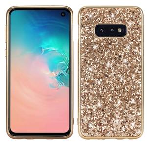 huismerk Glitter poeder schokbestendige TPU beschermhoes voor Galaxy S10 (goud)