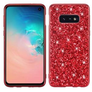 huismerk Glitter poeder schokbestendig TPU beschermende case voor Galaxy S10 (rood)