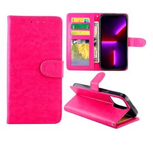 huismerk Crazy Horse Textuur Lederen Horizontale Flip Bescherming Case met Houder & Kaart Slots & Portemonnee & Fotolijst voor iPhone 13 Pro Max (Magenta)