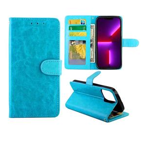 huismerk Crazy Horse Textuur Lederen Horizontale Flip Bescherming Case met Houder & Card Slots & Portemonnee & Fotolijst voor iPhone 13 Pro Max (Baby Blue)