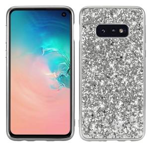 huismerk Glitter poeder schokbestendig TPU beschermende case voor Galaxy S10 (zilver)