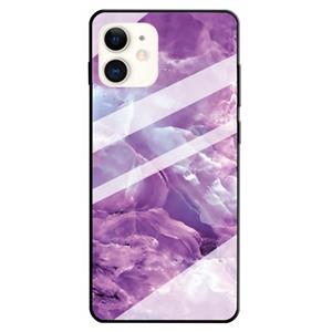 huismerk Fashion Marble Tempered Glass Beschermhoes voor iPhone 12 mini(Paars)