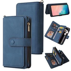 huismerk For Samsung Galaxy S10e Skin Feel PU + TPU Horizontal Flip Leather Case with Holder & 15 Cards Slot & Wallet & Zipper Pocket & Lanyard(Blue)