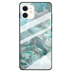 huismerk Fashion Marble Tempered Glass Beschermhoes voor iPhone 12 mini (Cyan)