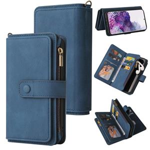 huismerk For Samsung Galaxy S20 Skin Feel PU + TPU Horizontal Flip Leather Case with Holder & 15 Cards Slot & Wallet & Zipper Pocket & Lanyard(Blue)