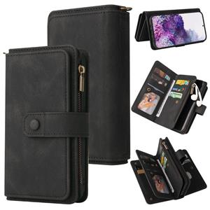 huismerk For Samsung Galaxy S20+ Skin Feel PU + TPU Horizontal Flip Leather Case with Holder & 15 Cards Slot & Wallet & Zipper Pocket & Lanyard(Black)