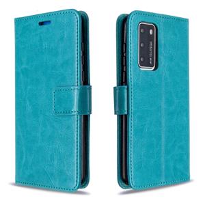 Huismerk Voor Huawei P40 Crazy Horse Texture Horizontal Flip Leather Case met Holder & Card Slots & Wallet & Photo Frame(Blue)
