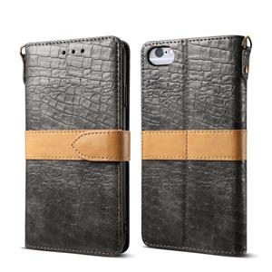 huismerk Splicing kleur krokodil textuur PU horizontale Flip lederen case voor iPhone 6/6S met portemonnee & houder & kaartsleuven & Lanyard (grijs)