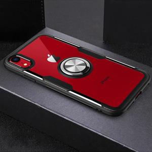 huismerk Magnetische 360 graden rotatie ringhouder armor beschermhoes voor iPhone XR (Zwart Zilver)