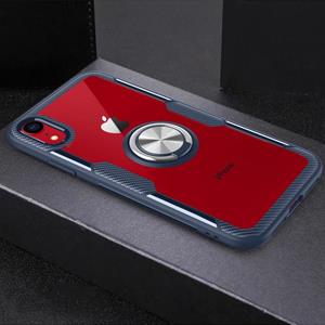 huismerk Magnetische 360 graden rotatie ringhouder armor beschermhoes voor iPhone XR (Navy Blue)