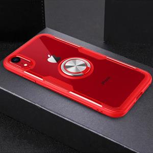 huismerk Magnetische 360 graden rotatie ringhouder armor beschermhoes voor iPhone XR (rood)