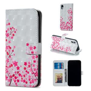 huismerk Sakura patroon horizontale Flip lederen case voor iPhone XR met houder & kaartsleuven & foto frame & portemonnee