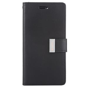 Voor iPhone 12 GOOSPERY RICH DIARY Crazy Horse Texture Horizontale Flip Lederen case met Holder & Card Slots & Wallet(Zwart)