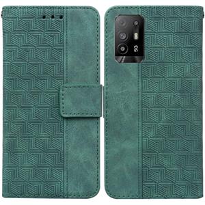 huismerk Voor Oppo A94 5G / F19 PRO + 5G / RENO5 Z Geometrische reliëf lederen telefooncase