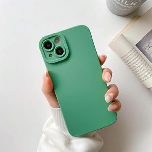 Huismerk Straight-Edge Solid Color Liquid Silicone Shockproof Full Coverage Protective Case For iPhone 13 Pro Max(Green)