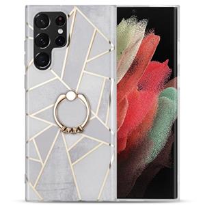 huismerk Voor Samsung Galaxy A72 5G / 4G Electroplating IMD Marble TPU-telefooncase met ring