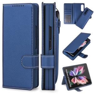 huismerk Voor Samsung Galaxy Z Fold3 5G 2 in 1 gesplitste opvouwbare lederen telefoonhoes (Twill Royal Blue)