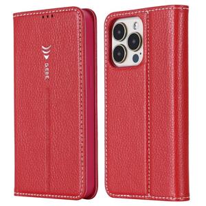 Gebei PU + TPU horizontale flip beschermhoes met houder en kaartslots voor iPhone 13 (Rose Red)