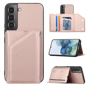 huismerk Voor Samsung Galaxy S22 5G Skin Feel PU + TPU + PC Phone Case met kaartslots (Rose Gold)