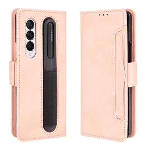 huismerk Voor Samsung Galaxy Z Fold3 5G Skin Feel Calf Patroon Horizontale Flip Lederen Case met Houder & Card Slots & Photo Frame & Pen Slot