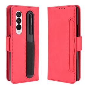 huismerk Voor Samsung Galaxy Z VOUW3 5G Huid Feel Calf Patroon Horizontale Flip Lederen Case met Houder & Kaart Slots & Fotolijst & Pen Slot