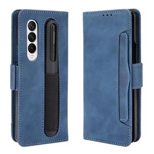 huismerk Voor Samsung Galaxy Z Fold3 5G Huid Feel Calf Patroon Horizontale Flip Lederen Case met Houder & Card Slots & Photo Frame & Pen Slot