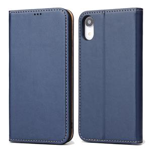 huismerk Horizontale Flip PU lederen case voor iPhone XR met houder & kaartsleuven & portemonnee (blauw)