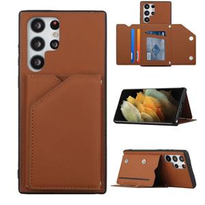 huismerk Voor Samsung Galaxy S22 Ultra 5G Skin Feel PU + TPU + PC Phone Case met kaartslots