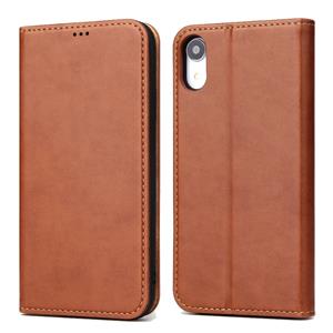 huismerk Horizontale Flip PU lederen case voor iPhone XR met houder & kaartsleuven & portemonnee (bruin)