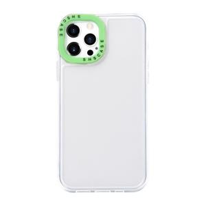 huismerk Color Contrast Lens Frame Transparante TPU-telefooncase voor iPhone 13 (transparant + groen)