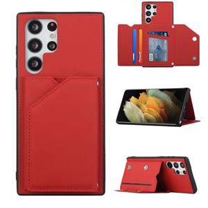 huismerk Voor Samsung Galaxy S22 Ultra 5G Skin Feel PU + TPU + PC Phone Case met kaartslots