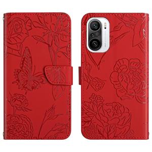 huismerk Voor Xiaomi Redmi K40 Skin Feel Butterfly Peony reliëf lederen telefooncase