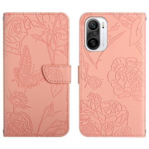 huismerk Voor Xiaomi Redmi K40 Skin Feel Butterfly Peony reliëf lederen telefooncase