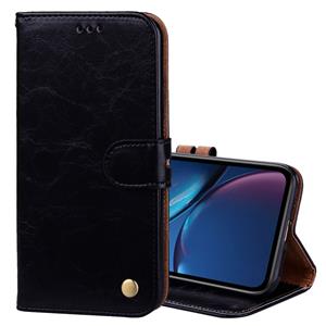 huismerk Zakelijke stijl olie Wax textuur horizontale Flip lederen hoes for iPhone XR met houder & Card Slots & portefeuille (zwart)