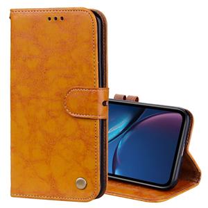 huismerk Business stijl olie Wax textuur horizontale Flip lederen case voor iPhone XR met houder & kaartsleuven & portemonnee (geel)