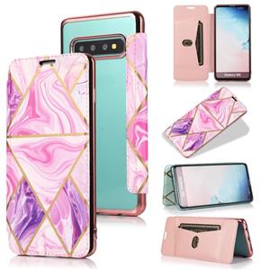 huismerk Voor Samsung Galaxy S10 Bronzing Plating PU + TPU horizontale flip lederen tas met houder & kaartslot (roze paars)