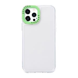 huismerk Color Contrast Lens Frame Transparante TPU-telefooncase voor iPhone 13 Pro Max (transparant + groen)