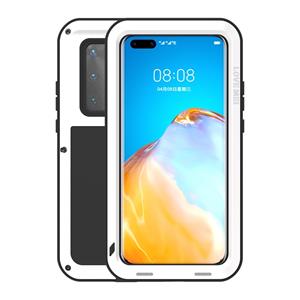 Voor Huawei P40 Pro LOVE MEI Metaal schokbestendige waterdichte stofdichte beschermhoes (wit)